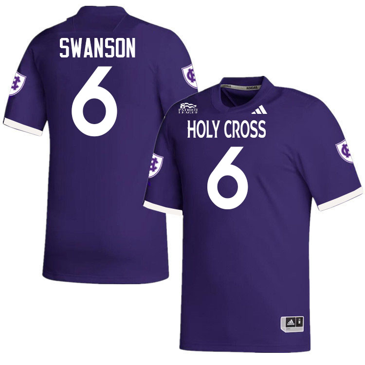 Holy Cross Crusaders #6 Cal Swanson College Football Jerseys,Uniforms-Purple